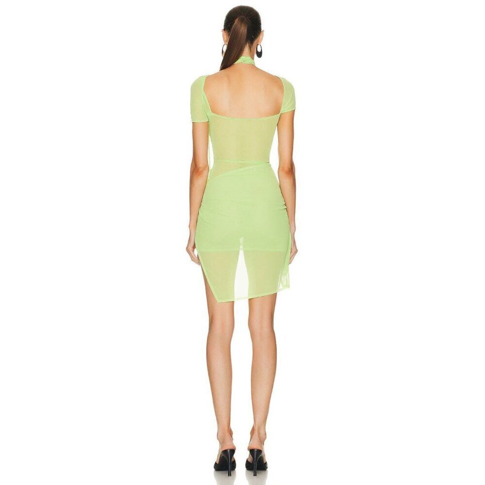 COPERNI Asymmetric Draped Mesh Dress in Anis New Womens - Picture 4 of 17